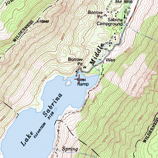 Topographic Map of Sabrina 104-032 Dam, CA