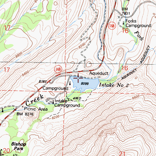 Topographic Map of Bishop Creek 104-033 Dam, CA