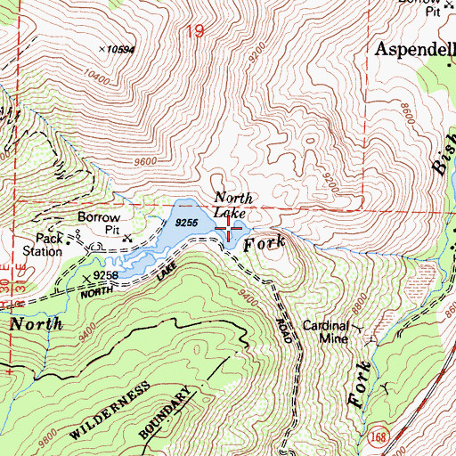 Topographic Map of North Lake 104-036 Dam, CA