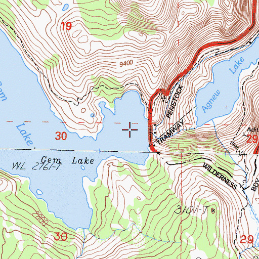 Topographic Map of Gem Lake 104-037 Dam, CA