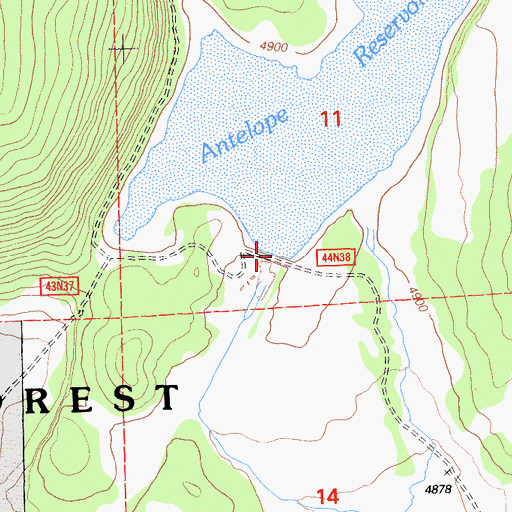 Topographic Map of Huffman Antelope 112-002 Dam, CA