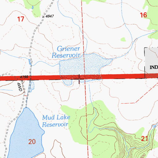 Topographic Map of Kelley and Greiner 133 Dam, CA
