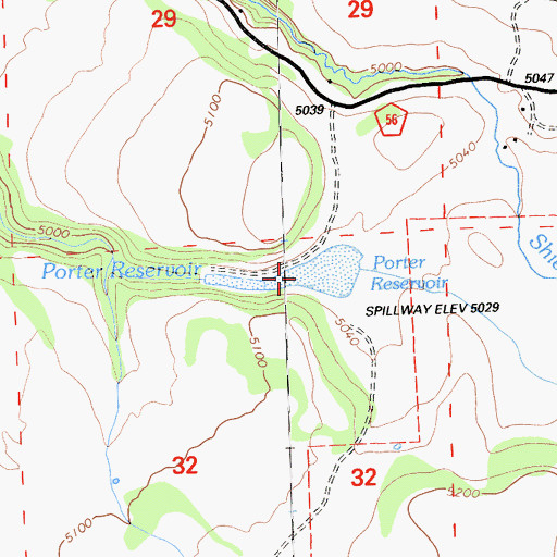 Topographic Map of Porter Reservoir, CA
