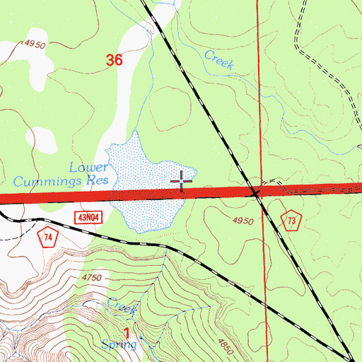 Topographic Map of Cummings Reservoir Number 1 148 Dam, CA
