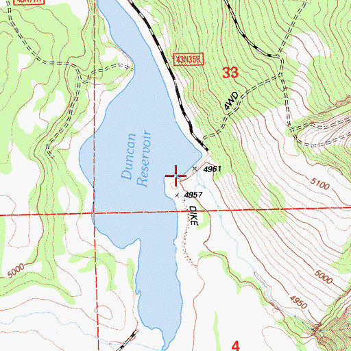 Topographic Map of Duncan 149-002 Dam, CA