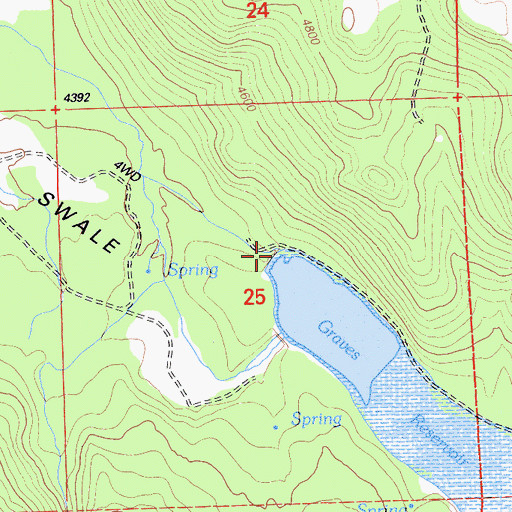 Topographic Map of Rye Grass Swale 150 Dam, CA