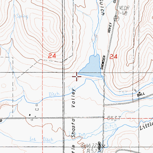 Topographic Map of Ray Soule Reservoir 182 Dam, CA