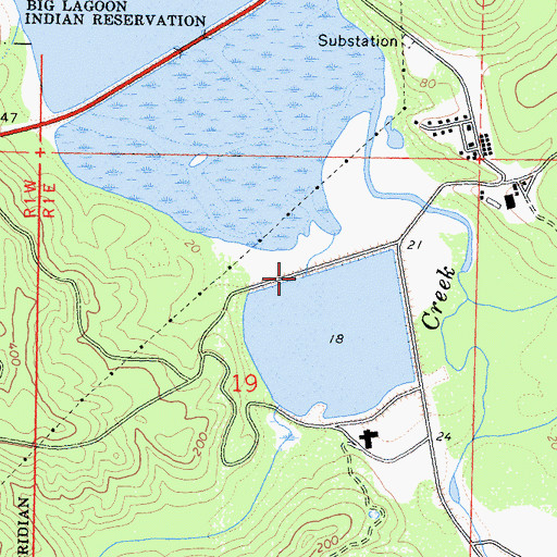 Topographic Map of Big Lagoon 203 Dam, CA
