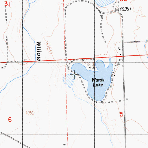 Topographic Map of Ward Lake 227-002 Dam, CA