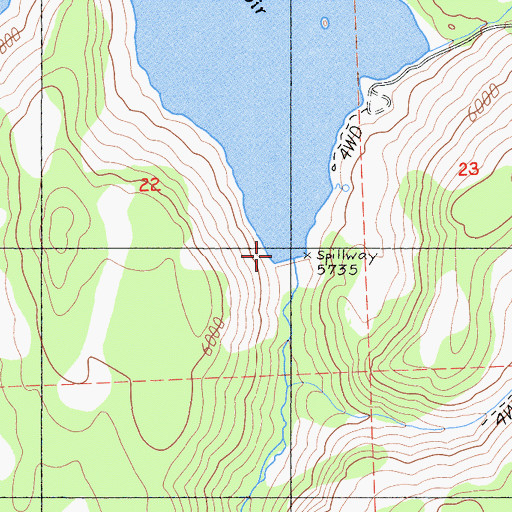 Topographic Map of Dodge Reservoir, CA