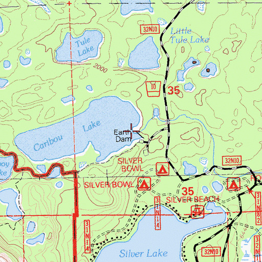Topographic Map of Caribou Lake 234 Dam, CA