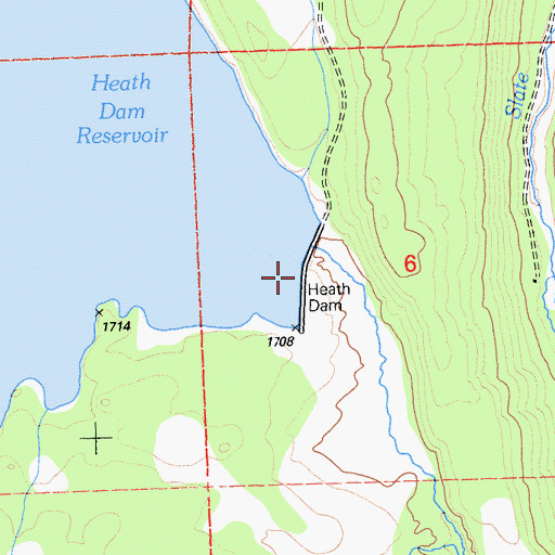 Topographic Map of Heath Reservoir 250-004 Dam, CA
