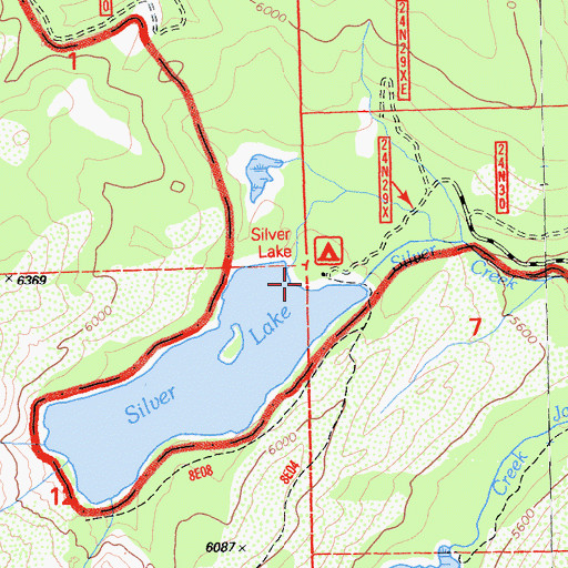 Topographic Map of Silver Lake 274 Dam, CA