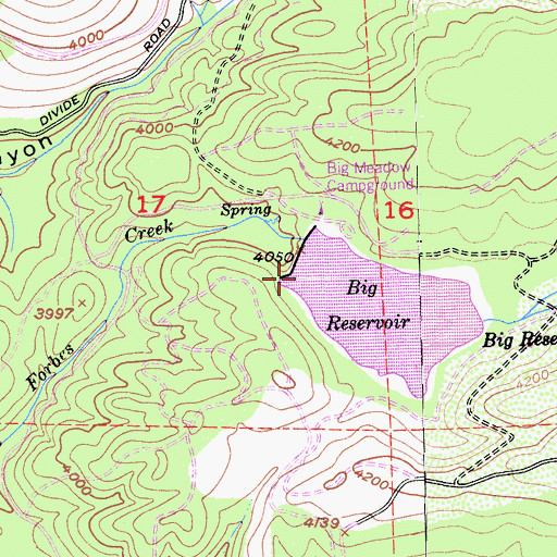 Topographic Map of Morning Star Reservoir 325 Dam, CA