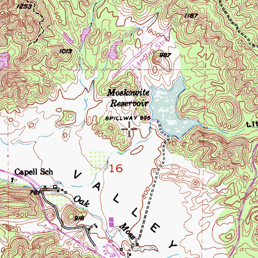 Topographic Map of Moskowite 416 Dam, CA