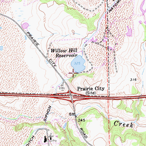 Topographic Map of Willow Hill 453-002 Dam, CA