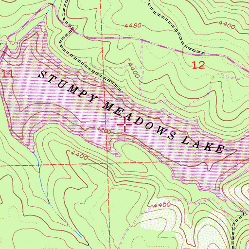 Topographic Map of Stumpy Meadows Reservoir, CA