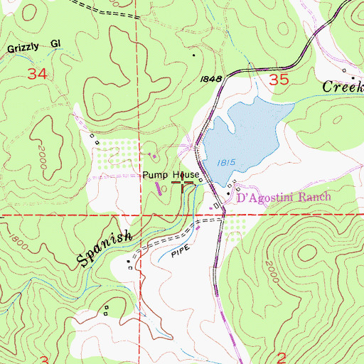 Topographic Map of D'Agostini 466 Dam, CA