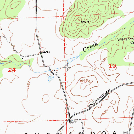Topographic Map of Shenandoah Lake 486 Dam, CA