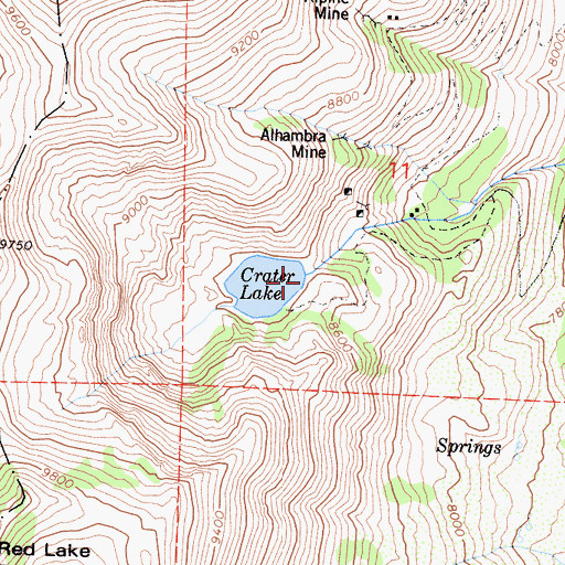 Topographic Map of Crater Lake 511-002 Dam, CA