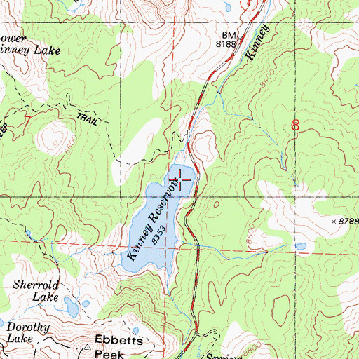 Topographic Map of Kinney Meadows 513 Dam, CA