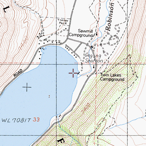 Topographic Map of Lower Twin Lake 531-002 Dam, CA