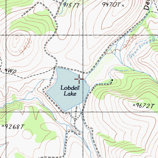 Topographic Map of Lobdell Lake Dam, CA