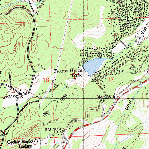Topographic Map of Twaine Harte 551 Dam, CA