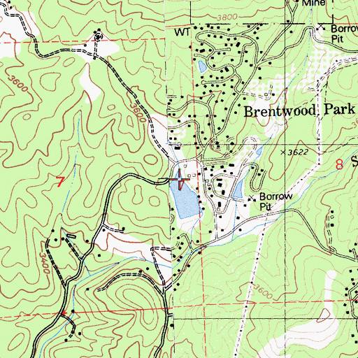 Topographic Map of Brentwood Park 555 Dam, CA