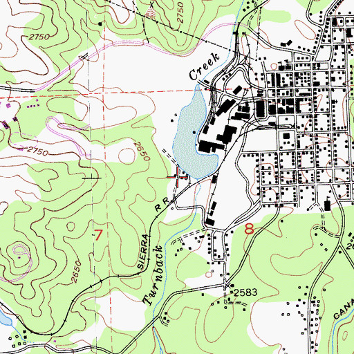 Topographic Map of Tuolumne Log Pond 558 Dam, CA