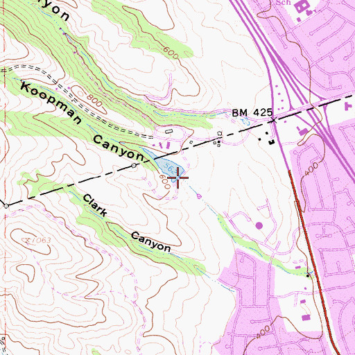 Topographic Map of Three J Ranch 590 Dam, CA