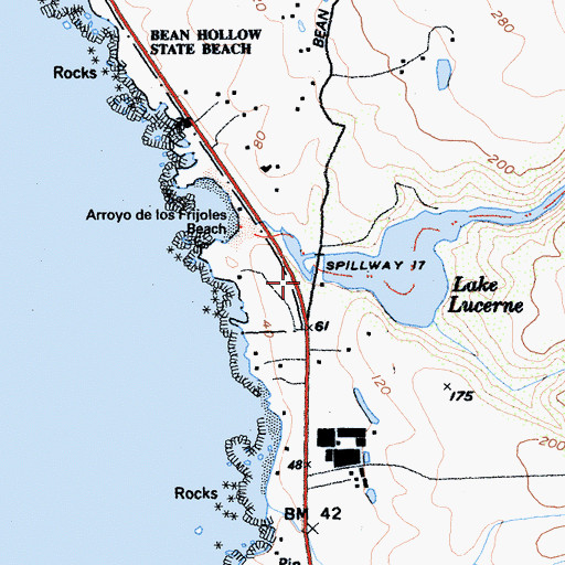 Topographic Map of Lake Lucerne 602 Dam, CA