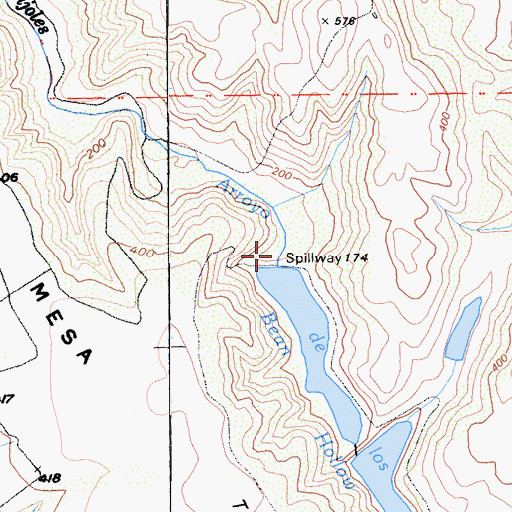 Topographic Map of Bean Hollow Number 2 602-002 Dam, CA