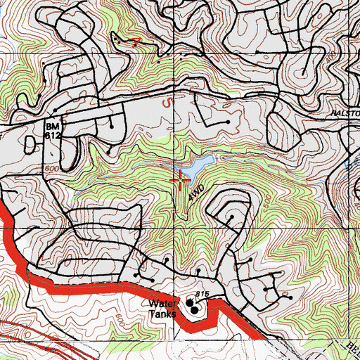 Topographic Map of Notre Dame 619 Dam, CA