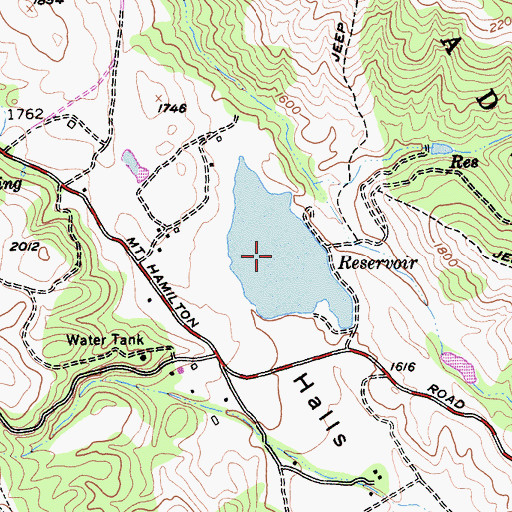 Topographic Map of Halls Valley Lake, CA