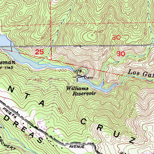 Topographic Map of Williams 622-004 Dam, CA