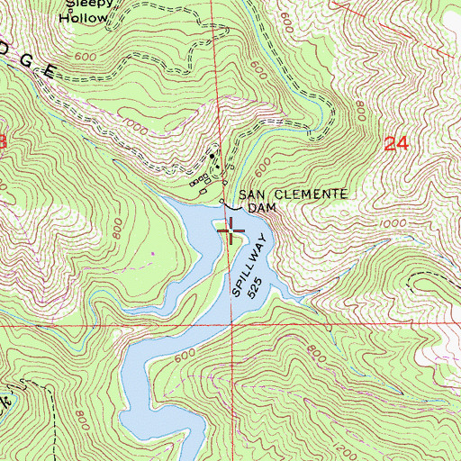Topographic Map of San Clemente 642 Dam, CA