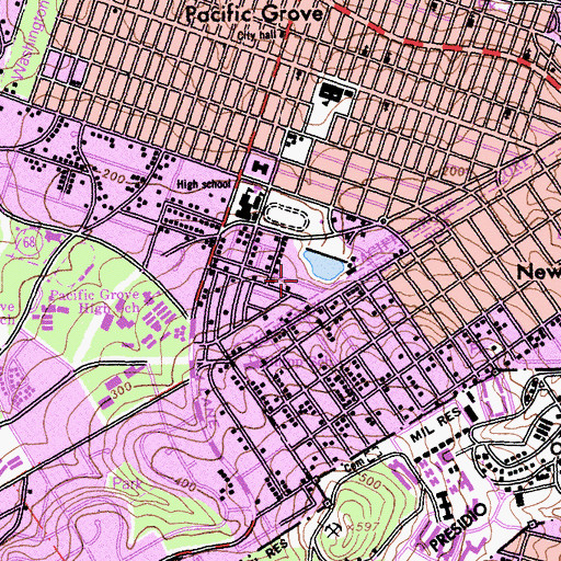 Topographic Map of Pacific Grove 642-003 Dam, CA