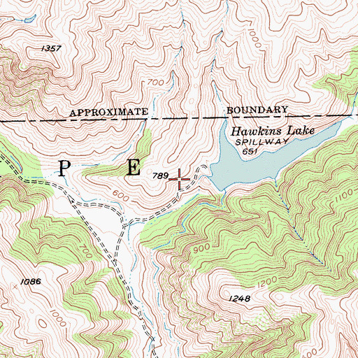 Topographic Map of Hawkins 651 Dam, CA