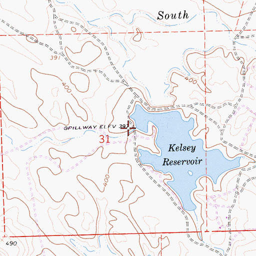 Topographic Map of Kelsey 662 Dam, CA