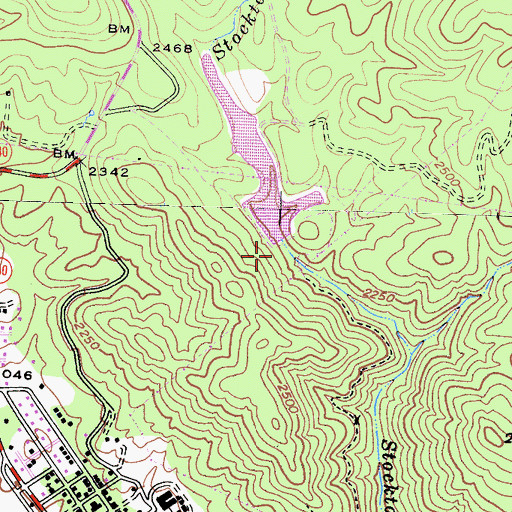 Topographic Map of Stockton Creek 672 Dam, CA