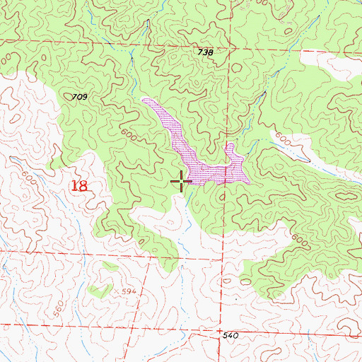 Topographic Map of Lake Jane 686 Dam, CA