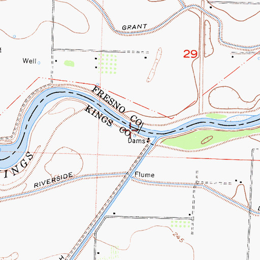 Topographic Map of Lemoore Diversion Weir 722, CA