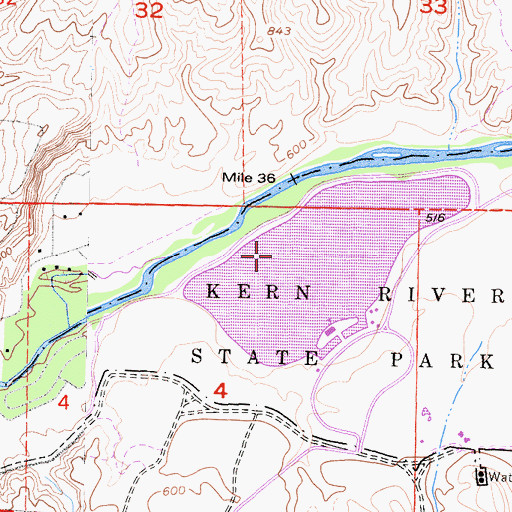 Topographic Map of Kern R County Pk 735 Dam, CA