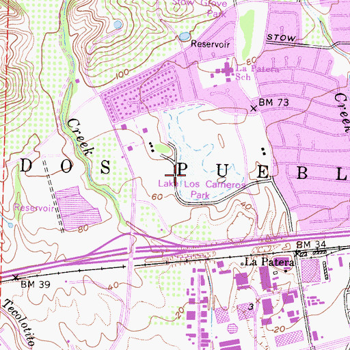 Topographic Map of Lake Los Caneros 2007 Dam, CA