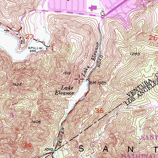 Topographic Map of Lake Eleanor 1763 Dam, CA