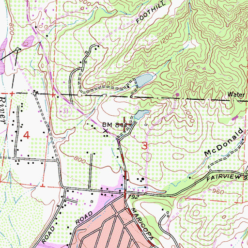 Topographic Map of Meiners Oaks 768 Dam, CA