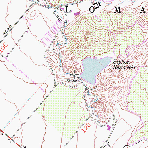 Topographic Map of Syphon Canyon 793-009 Dam, CA