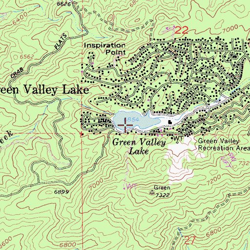 Topographic Map of Green Valley Lake 804 Dam, CA