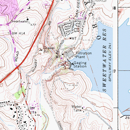 Topographic Map of Sweetwater Main 2020 Dam, CA